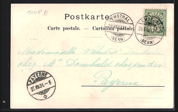 Cartoline postali: Litho Heustrichbad, Ortsansicht mit Flus – Usato da Berlin venduto da bartko-reher 1