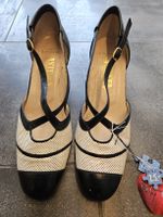 ANTINEA Pumps Leder Grösse 38 dunkel blau -weiss