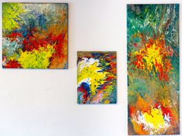 Peinture abstraite soleil de printemps