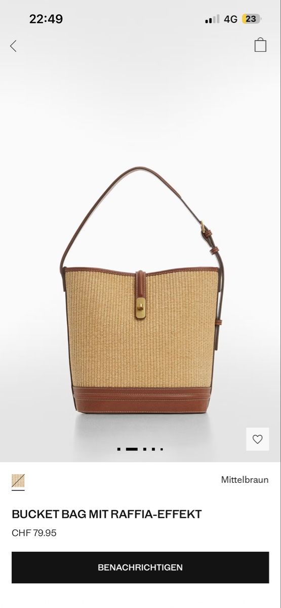 Mango Borse da donna: Bucket Bag Raffia-Effekt Mango Damen – Nuovo (secondo la descrizione) da Zürich venduto da sellingmystuff1 1