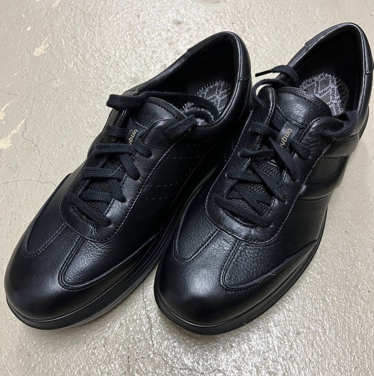 Damen Lederschuhe, Extrabreite Passform, Klettverschluss, Schwarz, Gr
