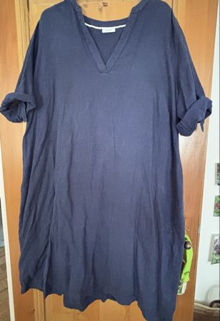 Sommerkleid 56/58 blau Leinen/Baumwolle => Ab 12.- 