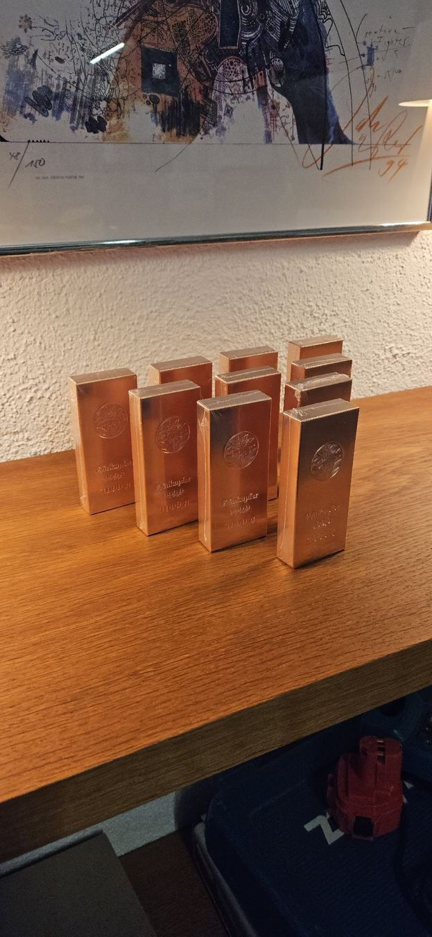 Metalli preziosi: 10kg Feinkupferbarren 999.9 – Nuovo e nell'imballaggio originale da Nürensdorf venduto da salibeer 2