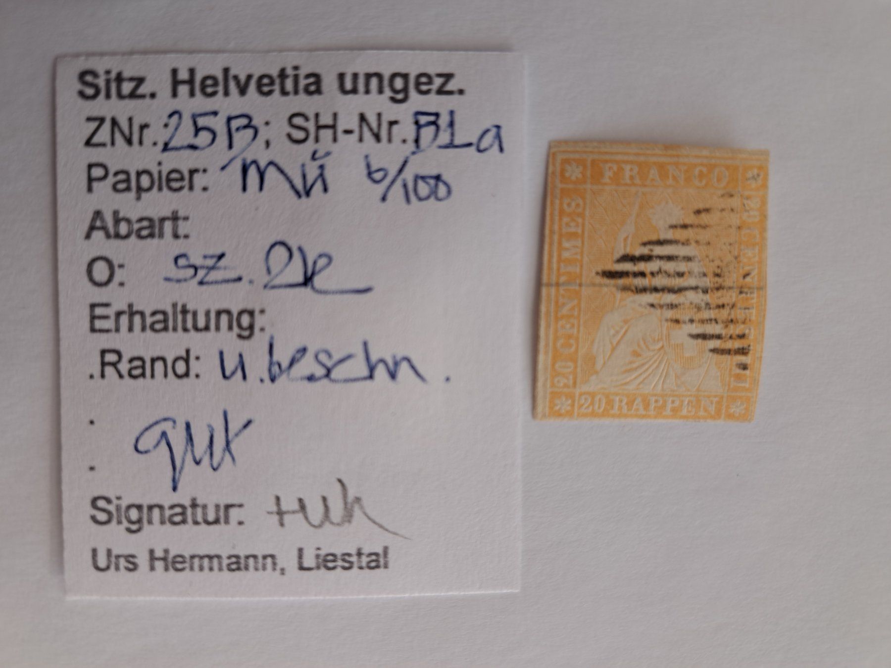 Alle Briefmarken: Strubel 25 B SBK 280.- mit Bestimmung – Gebraucht aus Bazenheid von derdelorean01
