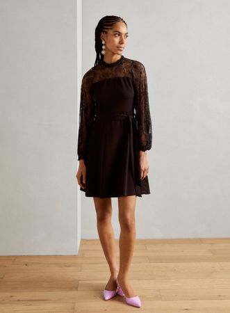 Anna Field Kleid, schwarz mit Spitze, Grösse xl