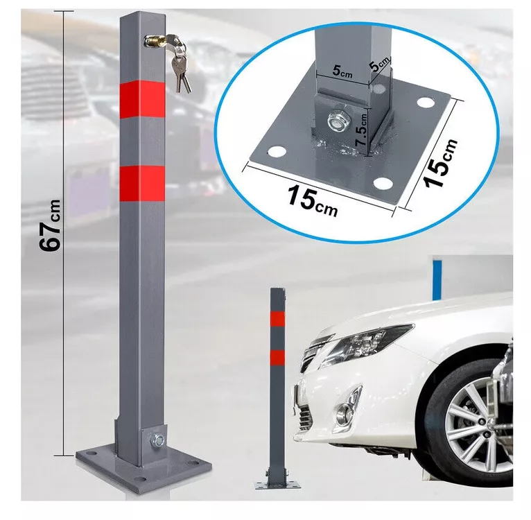 VidaXL 2x Absperrpfosten Aus Kunststoff – 75 Cm Parkpfosten, Poller Für Parkplatzsperre, Rot/silber Mit Reflektoren Absperrpfosten Kunststoff 75cm