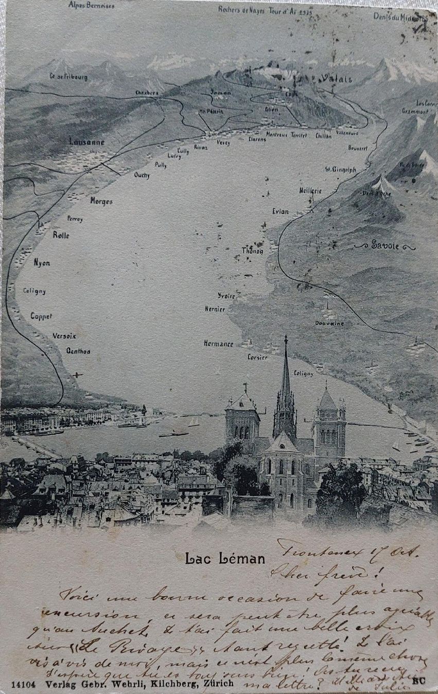 Cartoline postali: LAC LÉMAN  -  1903 – Usato da Delémont venduto da Domdom1