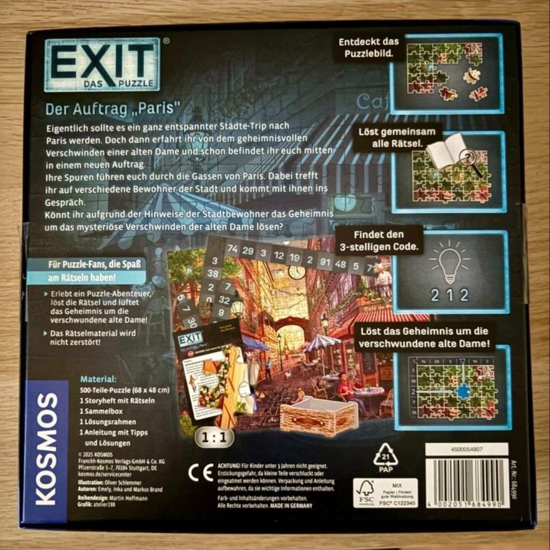 Puzzle: Exit Puzzle - Café de Paris, 500 Teile, mit 7 Rätseln – Usato da Basel venduto da kam_v6ft 1