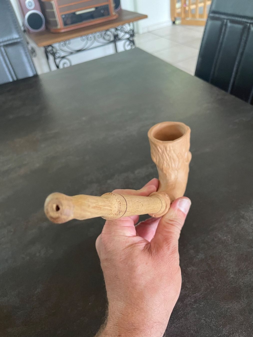 Pipe & Accessori: Ancienne Pipe Visage Sculpté bois et Terre Cuite – Usato da Vallamand venduto da Bricbracbroc82 7