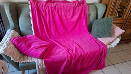 Couverture polaire rose en bon état occasion 1 lot 2 pièces