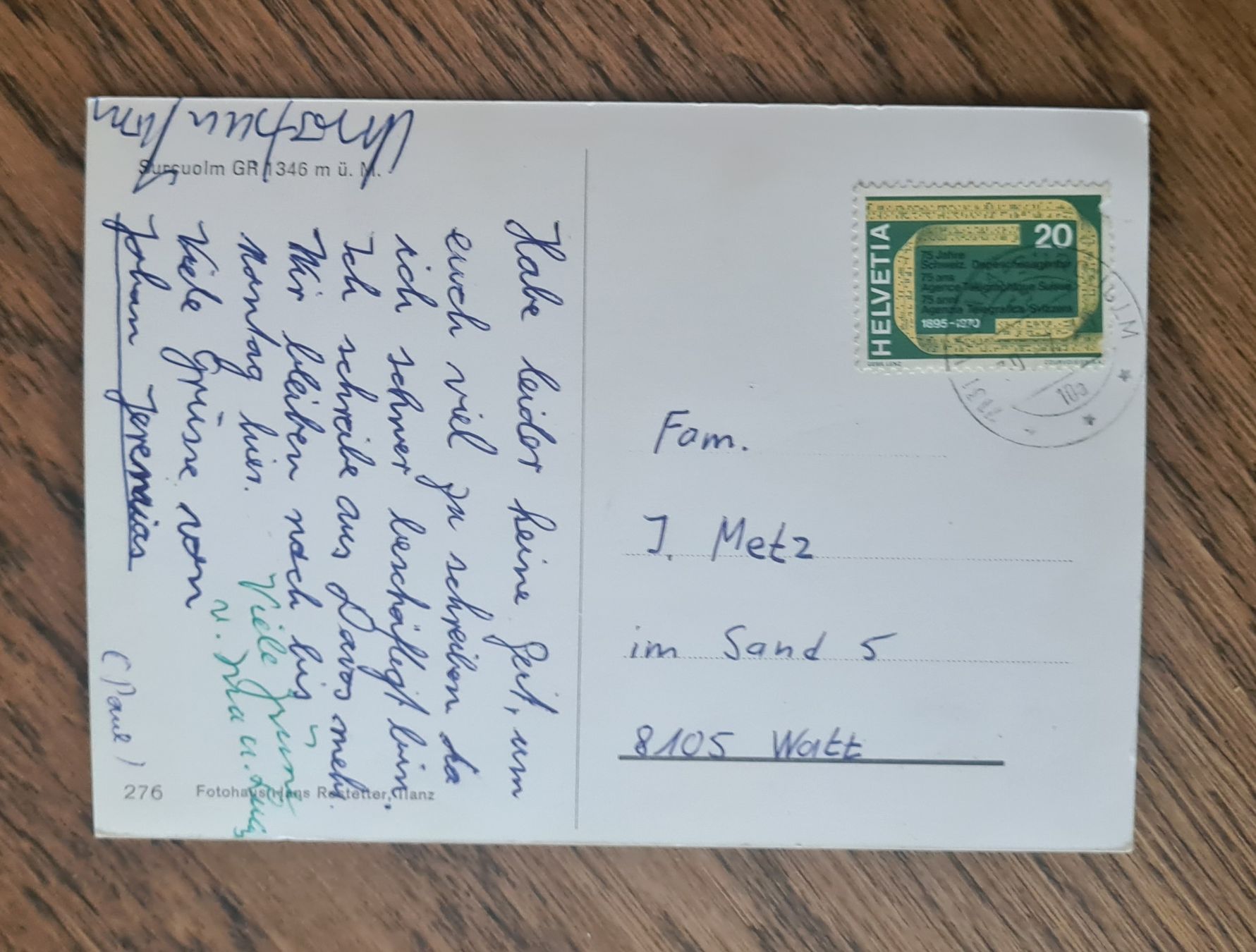 Cartoline postali: Suscuolm 1970iger – Usato da Ebikon venduto da Donar50 1