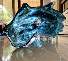 Mundgeblasene Murano (?) Glasschale, Deko, Welle, Surfen