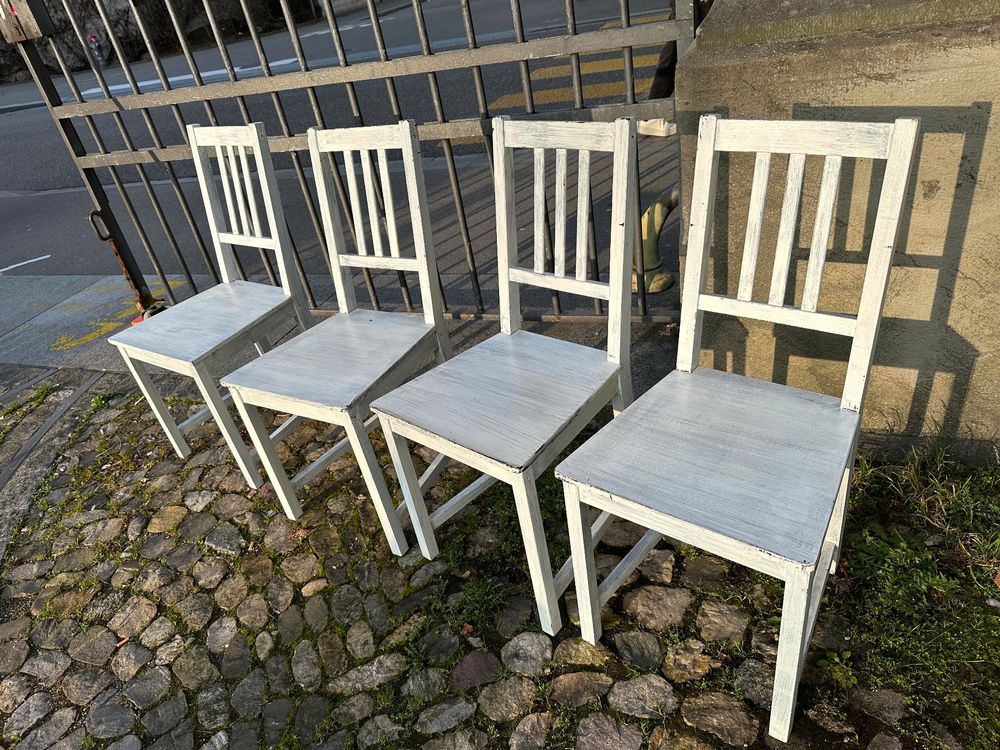 4 Stk. Ikea Holzstühle Stefan Shabby Chic weiss gestrichen Kaufen auf