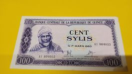 Guinea 100 Sylis 1960, Banknote, Selten! Top