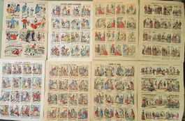 8 planches de images d'Epinal fin 19 ème s.