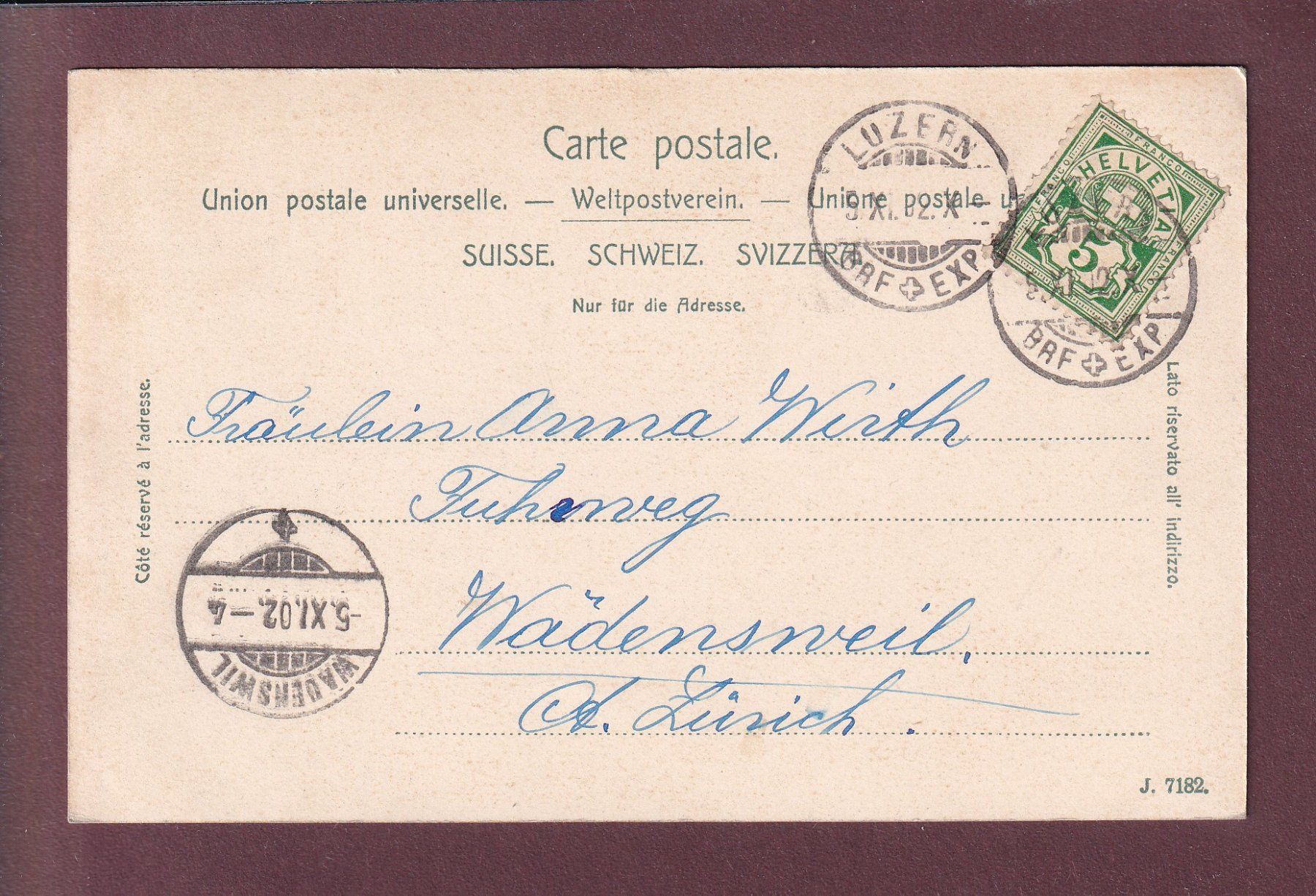 Ansichtskarten: LUZERN - Rathaus - 1902 – Gebraucht aus Pully von nicecards 1