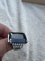 Schwarzer Onyx Ring mit Zirkonia, Grösse 57, wie neu!