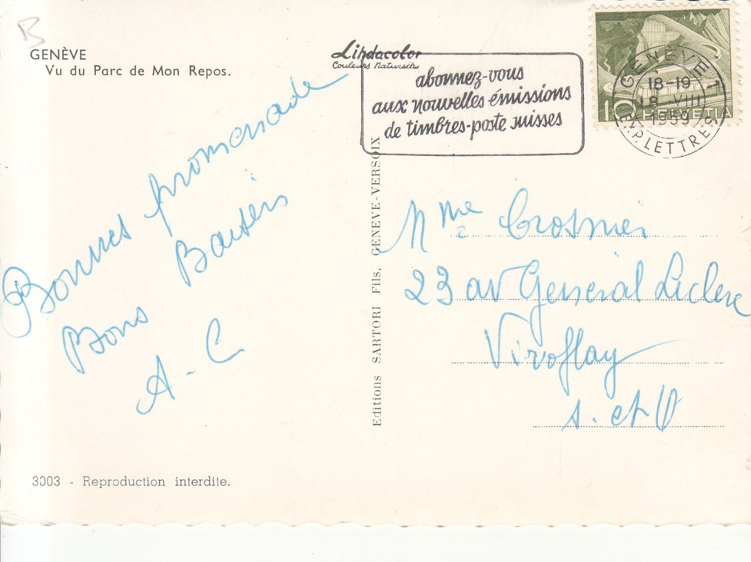 Cartoline postali: Genève 1959 – Usato da Bürglen TG venduto da StampGraf 1