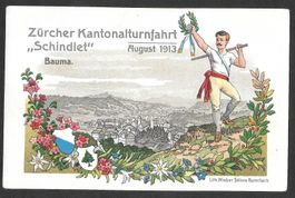 Bauma Lithografie Zürcher Kantonalturnfahrt Schindlet 1913