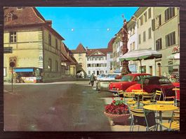DELÉMONT La Grand'Rue, animée, Oldtimer, 1972