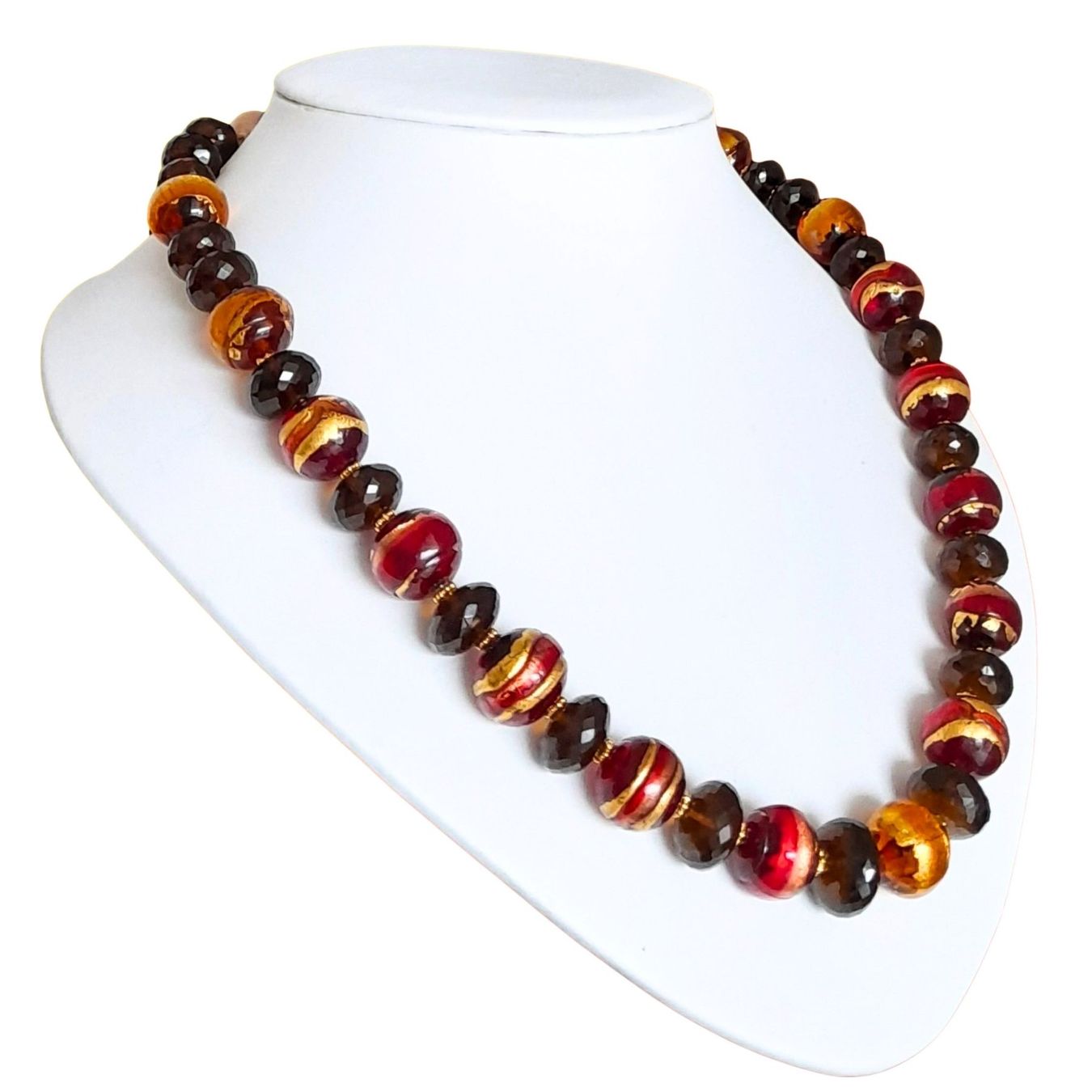 Murano Ketten: Statement Halskette Collier Muranoglas Blattgold Rauchquarz – Neu und originalverpackt aus Lütisburg von Emarra 6