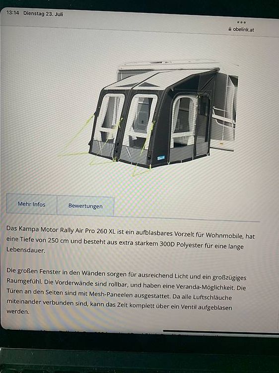 Kampa Rally Pro 330 – Tenda Da Sole Per Camper/Roulotte, Anno 2019, Tessuto Weathershield Pro, Telaio In Alluminio, Finestre Trasparenti, Altezza 235-250 Cm