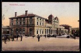 Winterthur, Pferdekutschen vor dem Bahnh