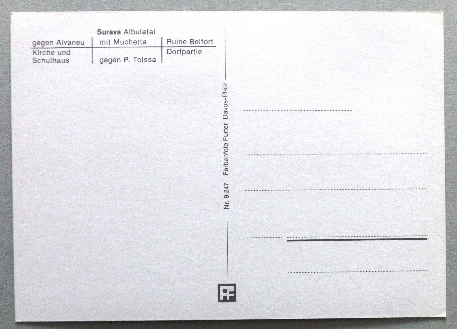 Cartoline postali: Surava, Albulatal – Usato da Fétigny venduto da Billy2miny 1