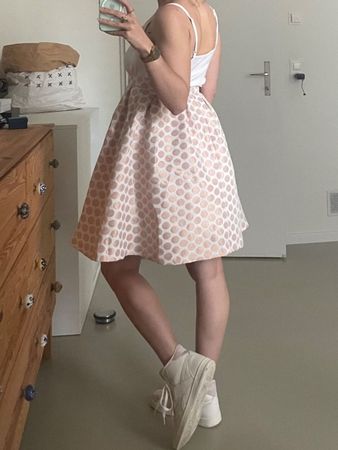 Weisser Rock mit rosa Punkten Gr. 36 | Jupe style vintage