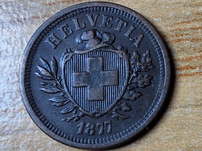 Tutti le monete: 1 Rappen 1877 - SELTEN! – Usato da Münchenstein venduto da purbach1 4