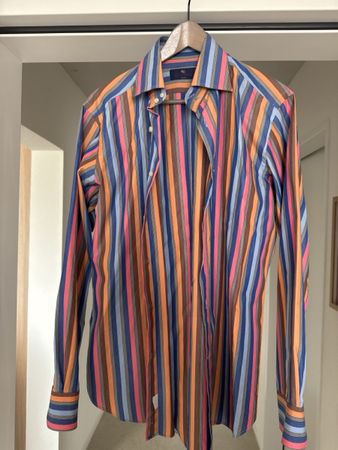 Etro Milano Herrenhemd Gr. L 41 Bunt gestreift Sommer Top Zu