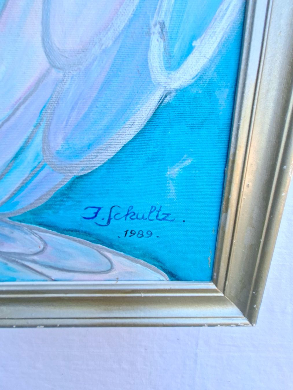 Dipinti: Bild Engel mit Kindern 1989 J. Schultz Acryl – Usato da Schaffhausen venduto da meteor7 4