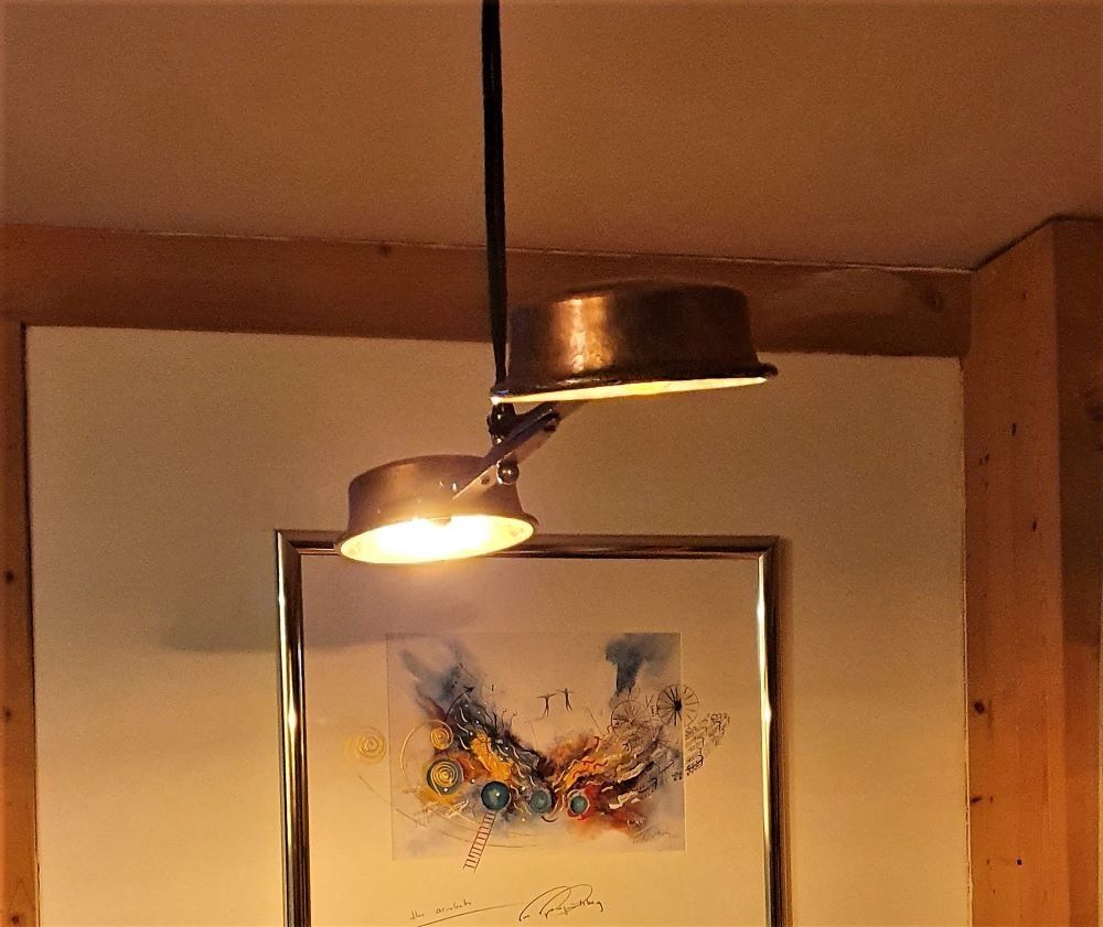 Lampade: Tisch-, oder Wandlampe aus antiker Kupferpfanne. – Usato da Trun venduto da artantic 6