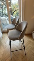 Stylish Pair of Grey Dining Chairs with Black Legs