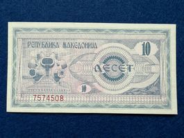Skopje 1992 - Mazedonien - 10 Dinara UNC