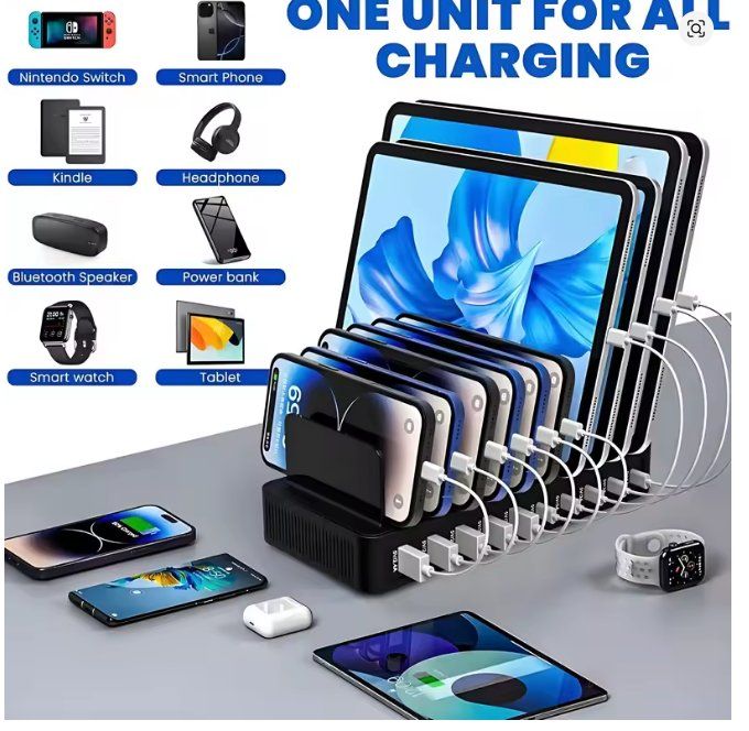 Caricabatterie: 100-W-Multifunktionsladegerät mit 5 USB- und 5 Typ-C-USB – Usato da Ebmatingen venduto da swiss.canadian 2