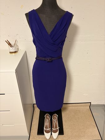 Christian Dior Kleid blau Grösse 38 mit Gürtel neuwertig