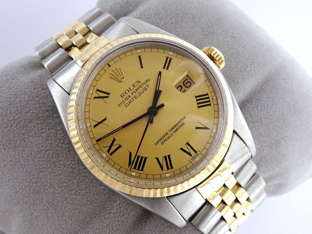 Rolex Orologi: ROLEX DATEJUST 18K/SS 1979 AUTOMATIK 36MM JOHN BUCKLEY DIAL – Usato da Zürich venduto da SWISSTIMEARTS-AG