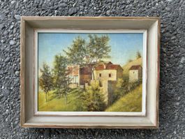 Schönes kleines Ölgemälde betitelt Alp ob Roveredo/GR