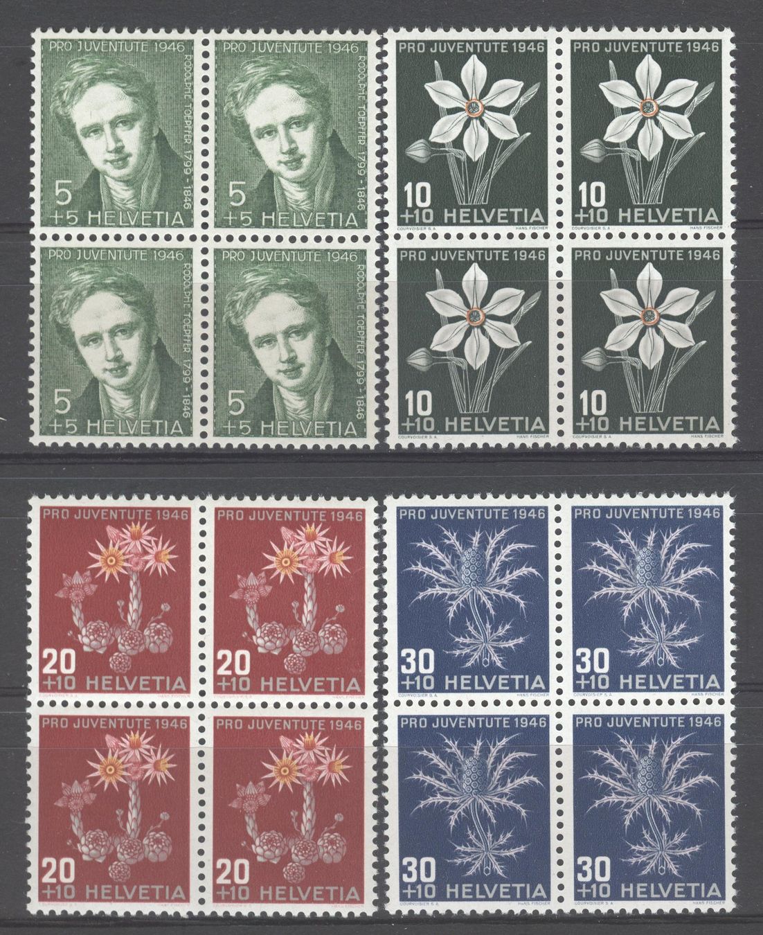 Tutti i francobolli: PJ 1946 117-120 Viererblöcke postfrisch ** – Nuovo e nell'imballaggio originale da Uster venduto da giorgiotr