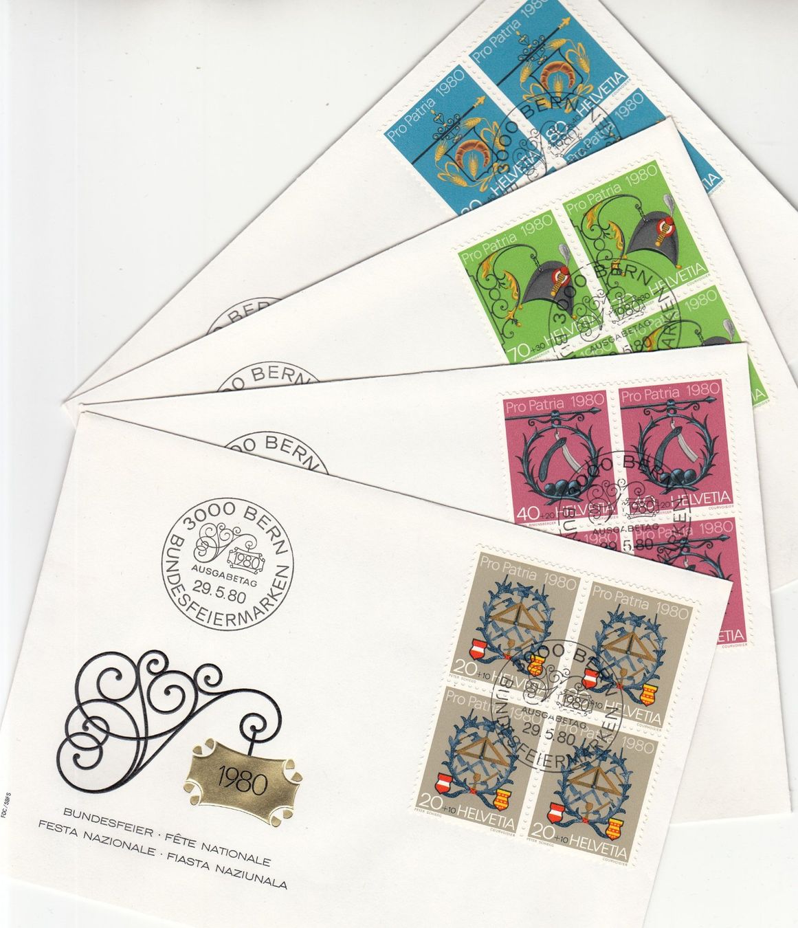 Tutti i francobolli: SBK B186 - B189 im 4er-Block FDC – Usato da Bürglen TG venduto da StampGraf