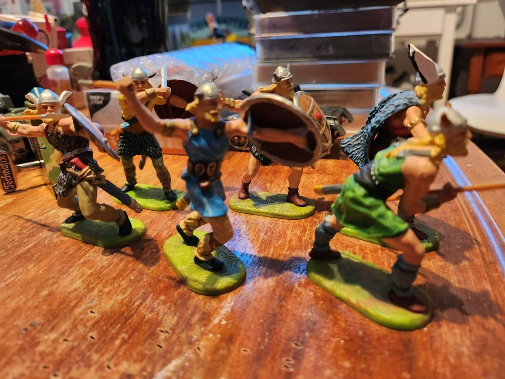 Lot De 6 Figurines Pompiers Elastolin Anciennes - Environ 8 Cm - Plastique - Allemagne - Occasion
