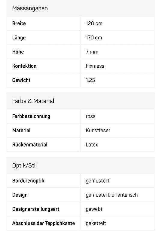 Tappeti: Teppich 120 x 170 cm rosa – Usato da Zürich venduto da lupolupo 2