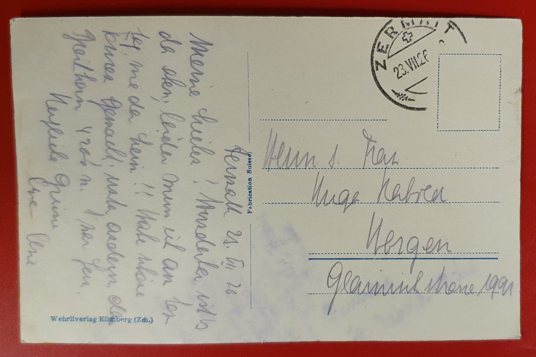 Cartoline postali: Alt-Zermatt 1926 – Usato da Kreuzlingen venduto da Rschweiz1 1
