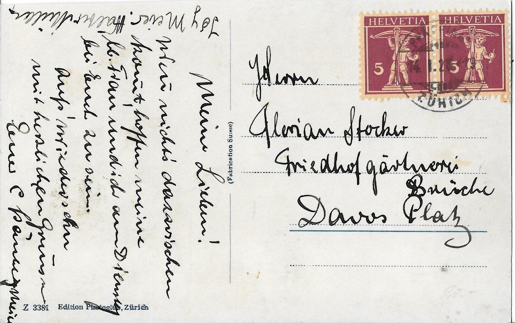 Ansichtskarten: Karte Einsiedeln 1926  (Winter) – Gebraucht aus Zürich von  1