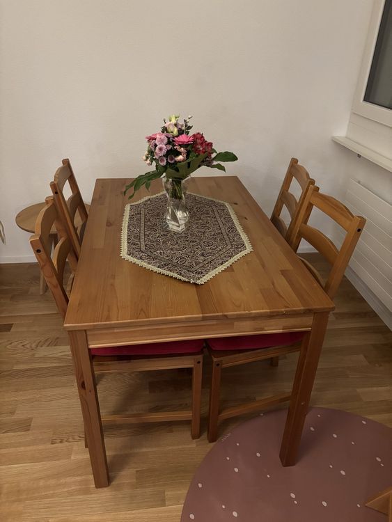 IKEA dining table set, solid wood, seats 4, with cushions | Kaufen auf ...
