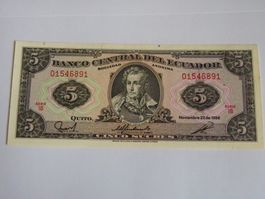 Seltene 5 Sucres Banknote aus Ecuador, 1988! Sammler, Neu