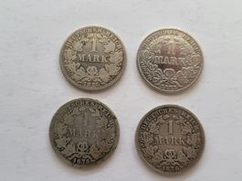 4x 1 Reichsmark Silber