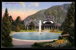AK Interlaken, Kursaal mit Fontäne