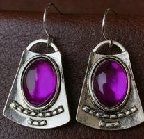 Orecchini donna argento con pietra viola forma trapezio